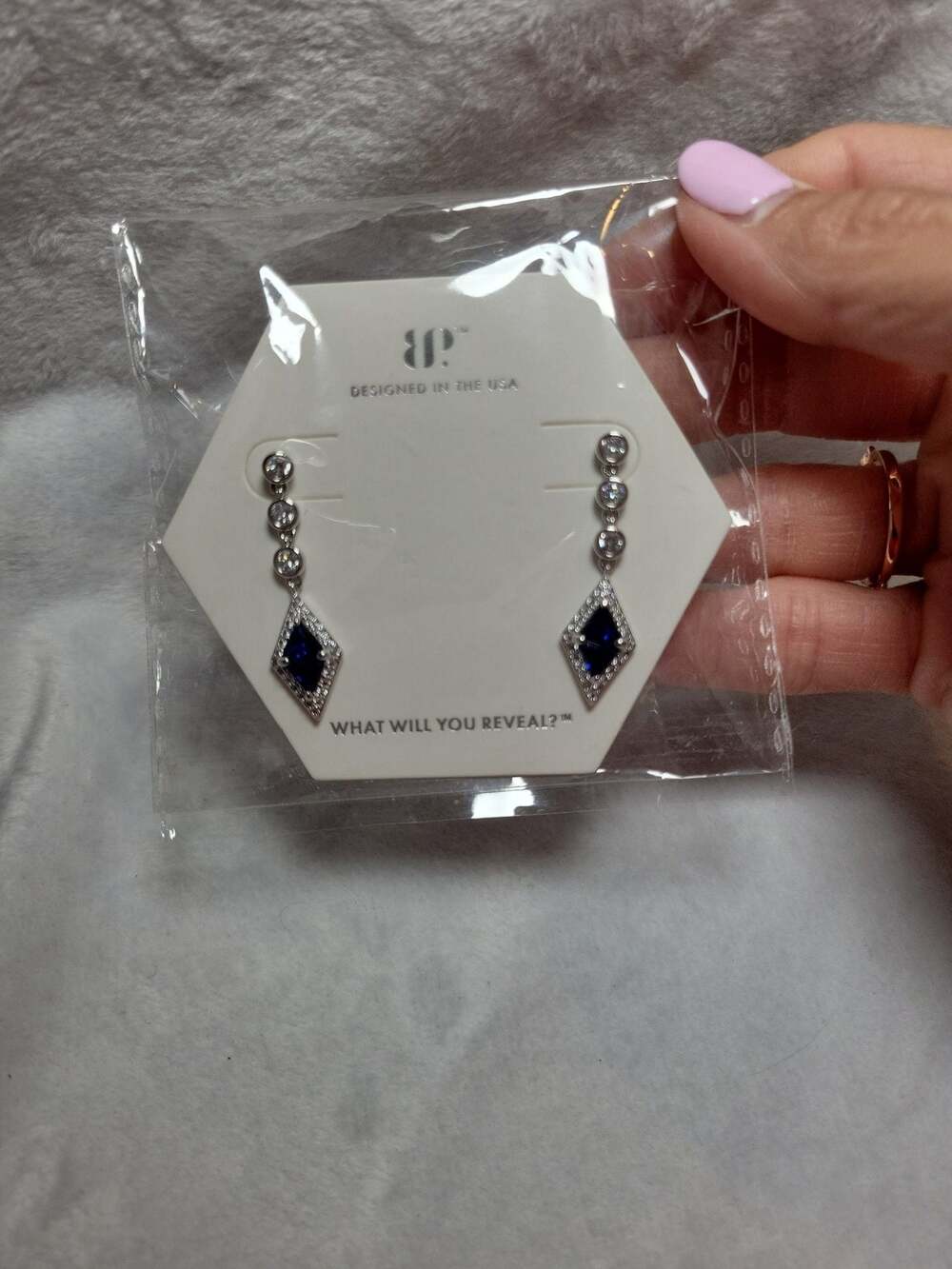 Bomb Party Starlight Wonders Created Sapphire Drop Earrings Rhodium